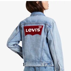 Levi's Women's Light Blue Denim Jacket with Red Logo